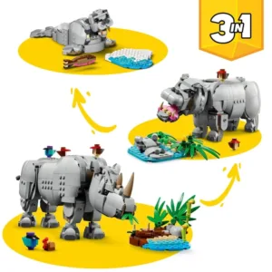 Creator 3-en-1 31171 Animaux sauvages : le rhinocéros majestueux et les oiseaux — où acheter au meilleur tarif sur Planet-Brick (vue détail 2)