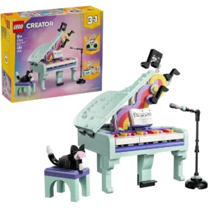 Décoration musicale : piano et chat