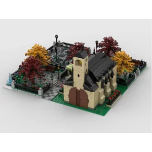 Modular Church With Cemetery | build from 4 MOCs