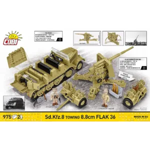 Cobi 3143 Sd.Kfz.8 Towing 8.8 cm Flak 36 — bons plans et promos sur Planet-Brick (vue détail 3)