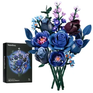 Bouquet de fleurs aux roses bleues