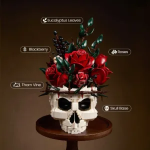 supreowls IA11008 Crâne gothique et bouquet de roses rouges — meilleure offre du moment sur Planet-Brick (vue détail 5)