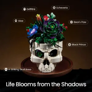 supreowls IA11025 Crâne gothique et bouquet de succulentes — prix le plus bas sur Planet-Brick (vue détail 6)